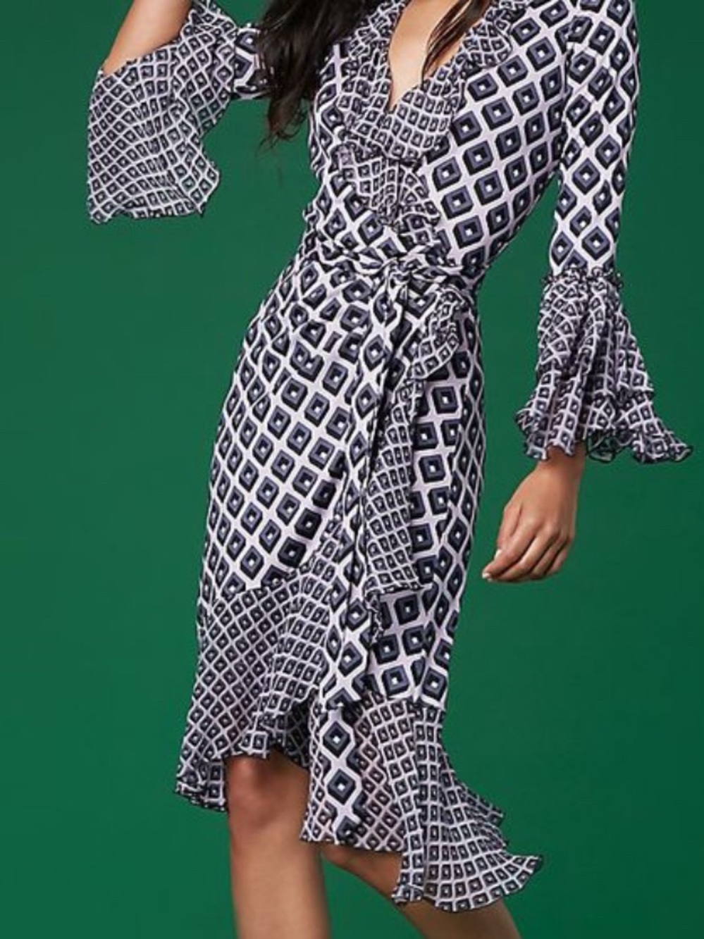 Diane von Furstenberg Carli Ruffled Silk-Jersey Wrap Dress -size 6